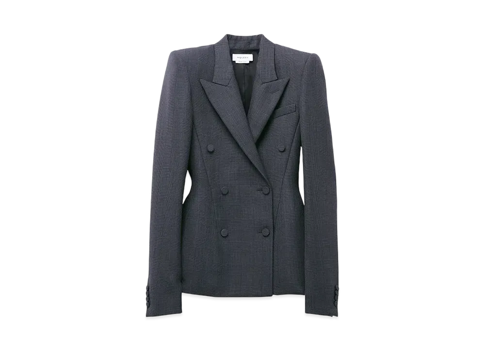 Alexander McQUEEN Prince Of Wales Double-Breasted Jacket "Black/DarkGray"
