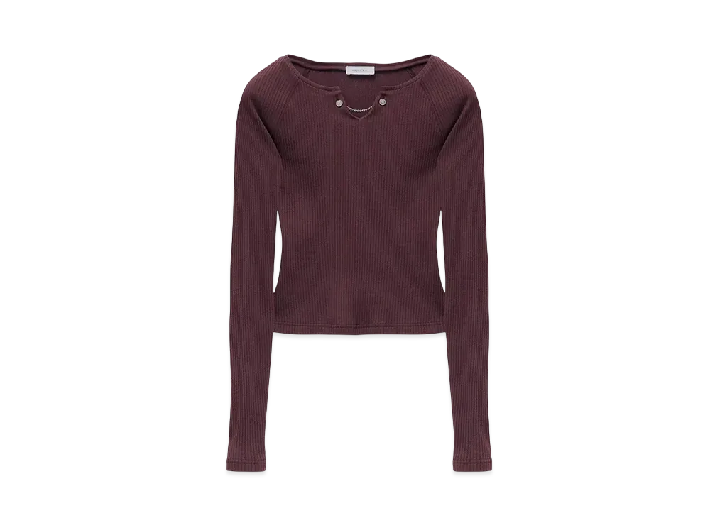 Alexander McQUEEN Chain Detail Ribbed Top "Burgundy"