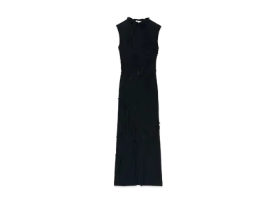 Alexander McQUEEN Distressed Detail Knit Midi Dress "Black"