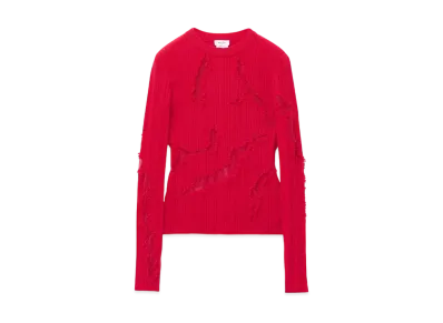 Alexander McQUEEN Distressed Ribbed Jumper "FireRed"