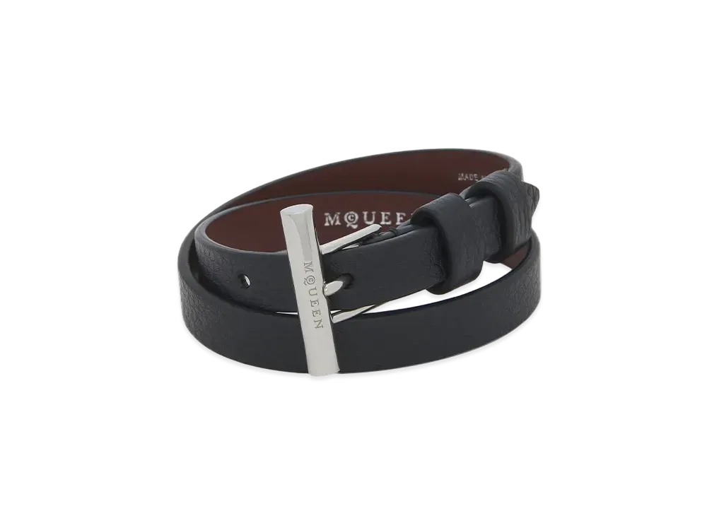 Alexander McQUEEN T-Bar Double Wrap Bracelet "Black"