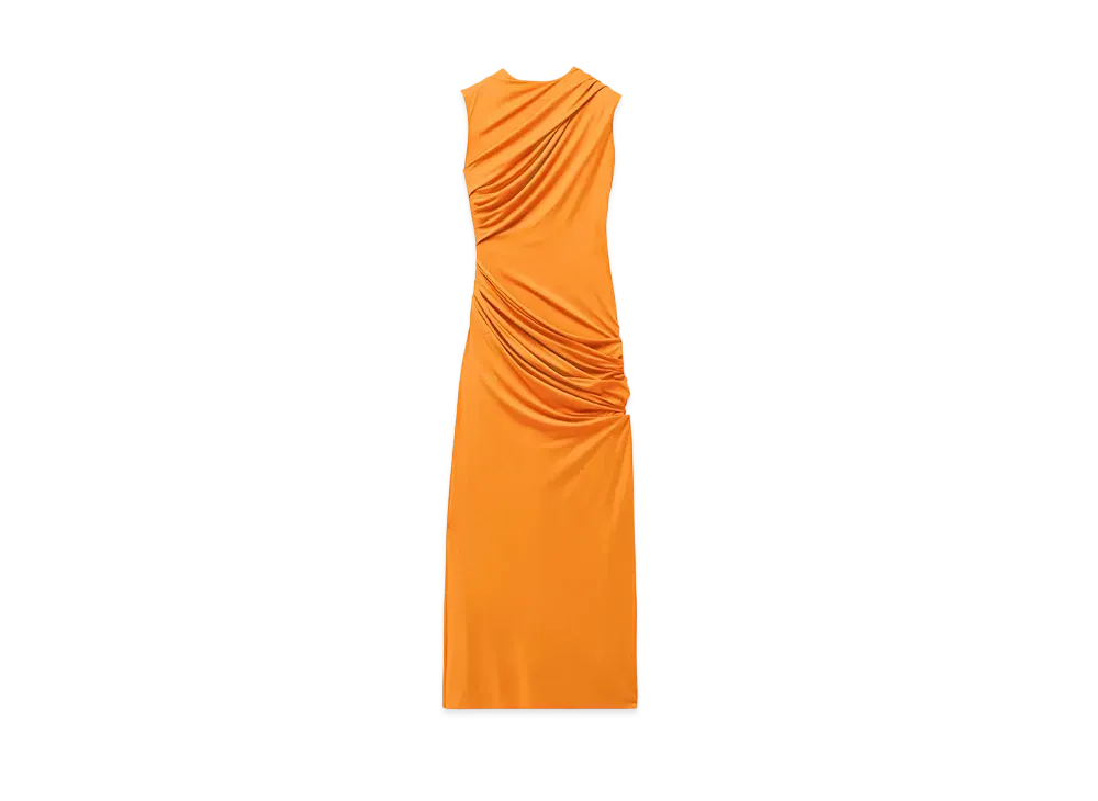 Alexander McQUEEN Asymmetric Gathered Dress "Orange"
