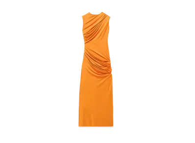 Alexander McQUEEN Asymmetric Gathered Dress "Orange"