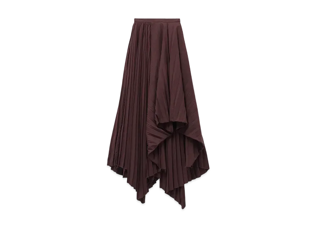 Alexander McQUEEN Asymmetric Pleated Skirt "Burgundy"