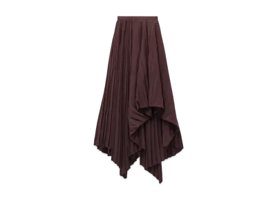 Alexander McQUEEN Asymmetric Pleated Skirt "Burgundy"