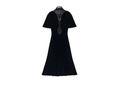 Alexander McQUEEN Lace Detail Velvet Dress "Black"