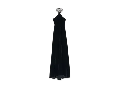 Alexander McQUEEN Embellished Neck Evening Dress "Black"