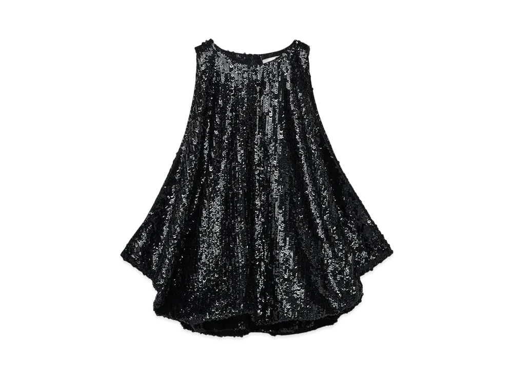 Alexander McQUEEN Draped Sequin Top "Black"
