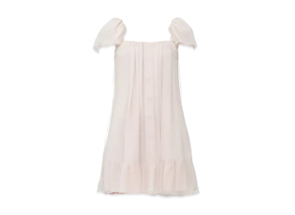 Alexander McQUEEN Silk Crepon Mini Dress "Ivory/Pink"