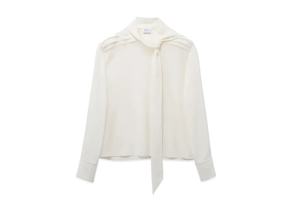 Alexander McQUEEN Scarf Detail Georgette Shirt "SoftWhite"