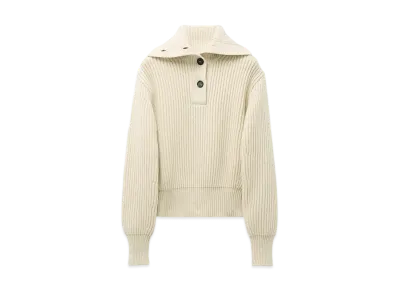 Alexander McQUEEN Funnel Neck Button Neck Jumper "Ivory"