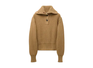 Alexander McQUEEN Funnel Neck Button Neck Jumper "Camel"