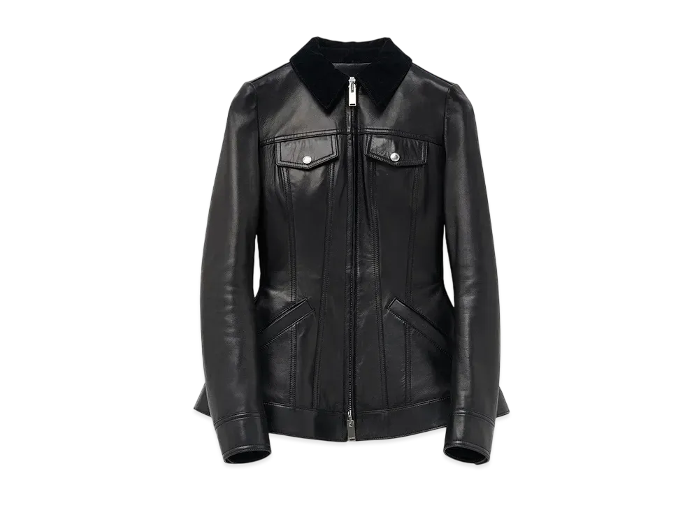 Alexander McQUEEN Peplum Leather Jacket "Black"