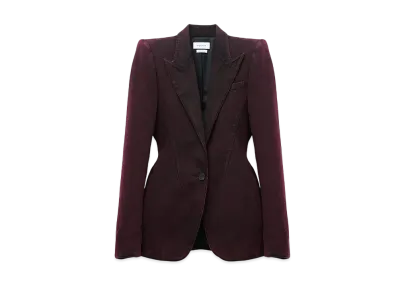 Alexander McQUEEN Single-Breasted Denim Jacket "Bordeaux"