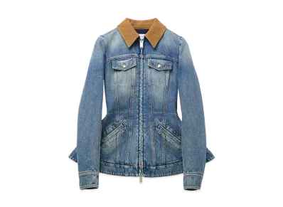 Alexander McQUEEN Peplum Denim Jacket "StornWashed"
