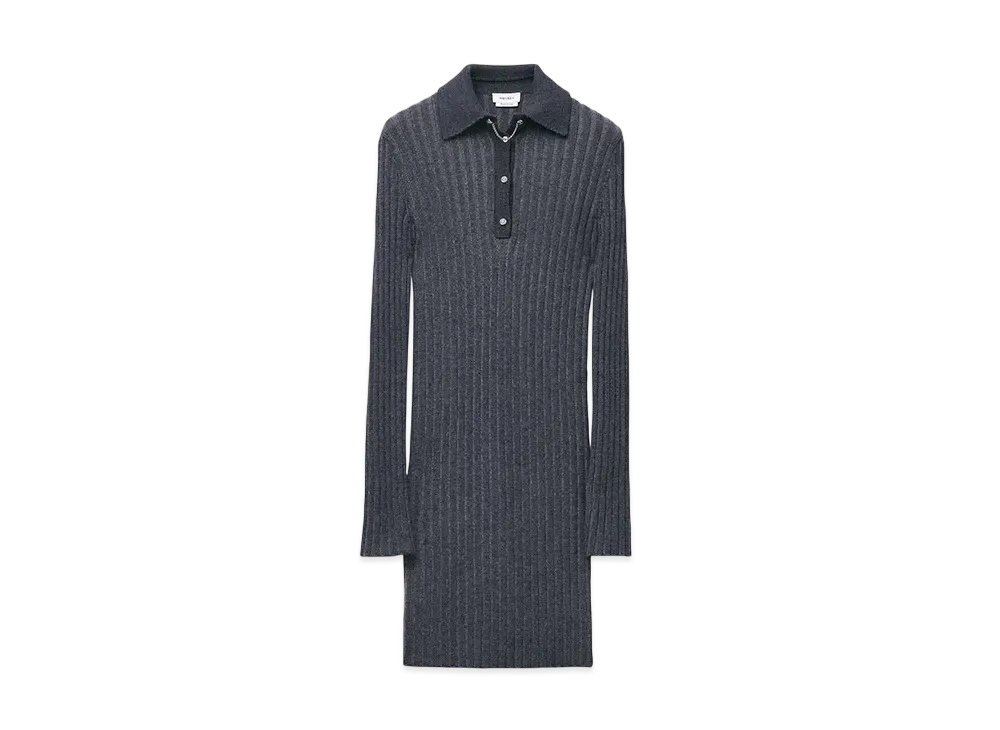 Alexander McQUEEN Rib Knit Mini Dress "DarkGray"