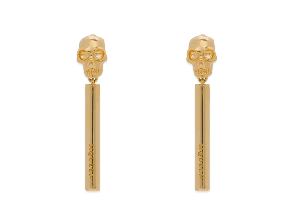 Alexander McQUEEN Skull Bar Earrings "ShinyGold"