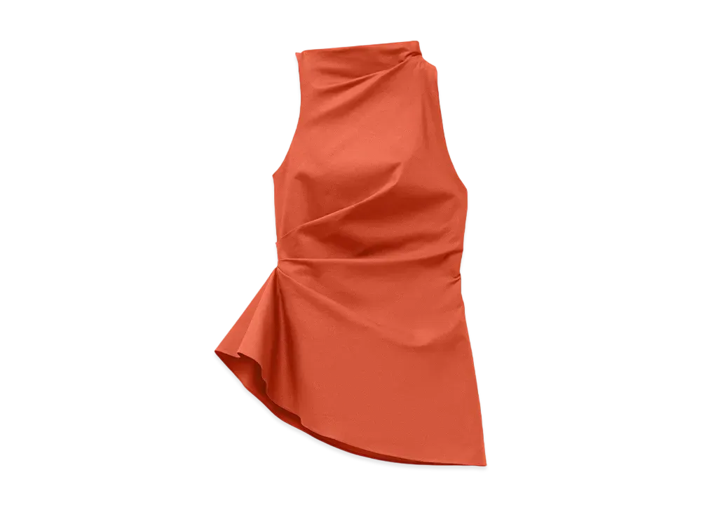 Alexander McQUEEN Asymmetric Gathered Top "Orange"