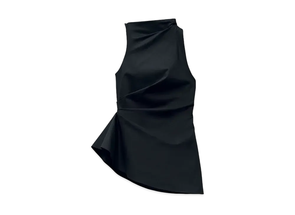 Alexander McQUEEN Asymmetric Gathered Top "Black"