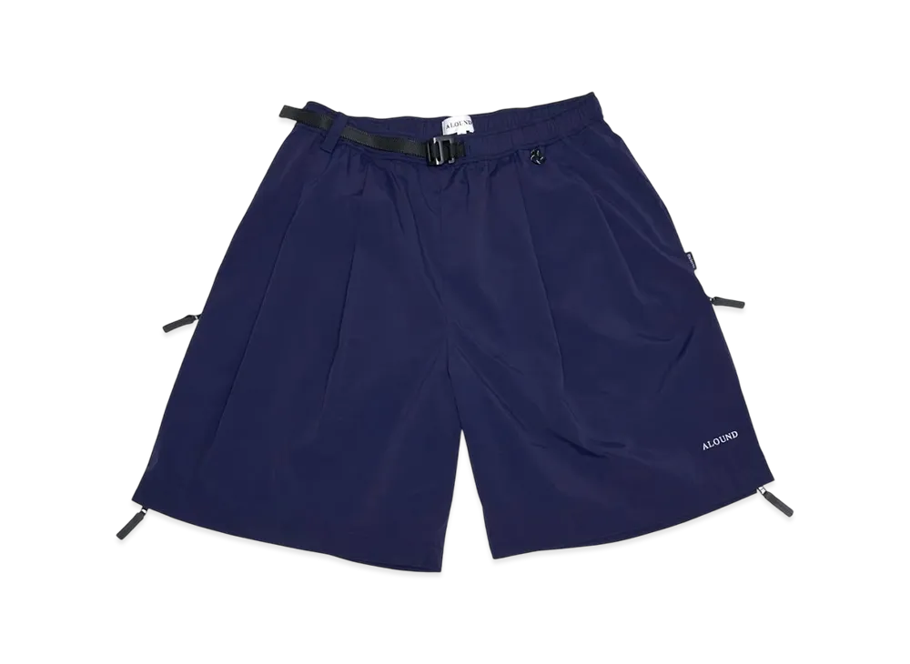 ALOUND Twotuck Belted Ventilation Nylon Shorts "Navy"