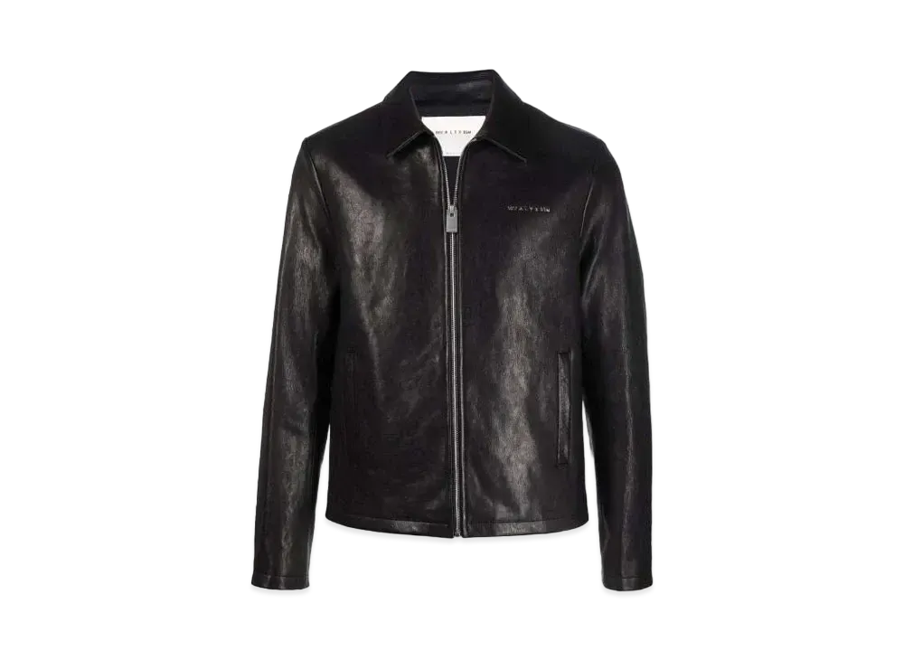 1017 ALYX 9SM Leone Logo-Lettered Zip-Front Leather Jacket "Black"