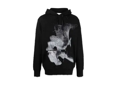 1017 ALYX 9SM Distressed Graphic-Print Cotton Hoodie "Black"