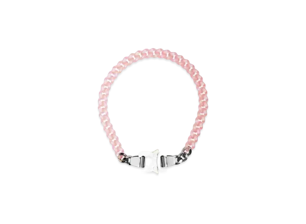 1017 ALYX 9SM Rollercoaster Buckle Necklace "Pink Clear"
