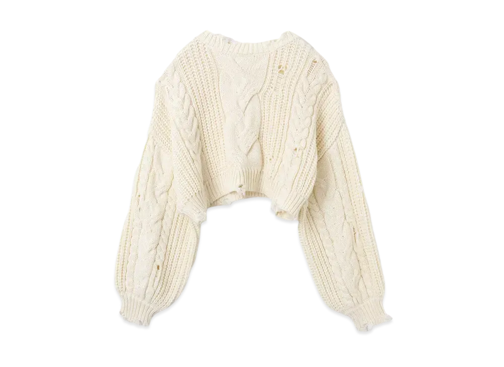 atmos pink Cable Damaged Knit "Ivory"