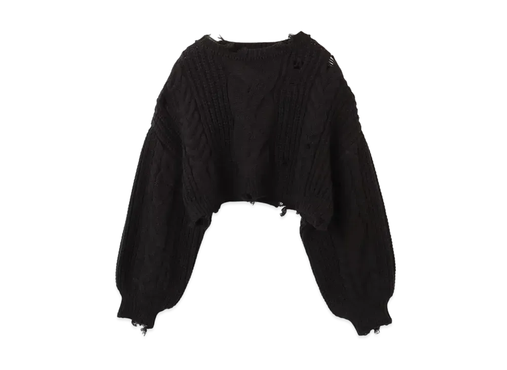 atmos pink Cable Damaged Knit "Black"