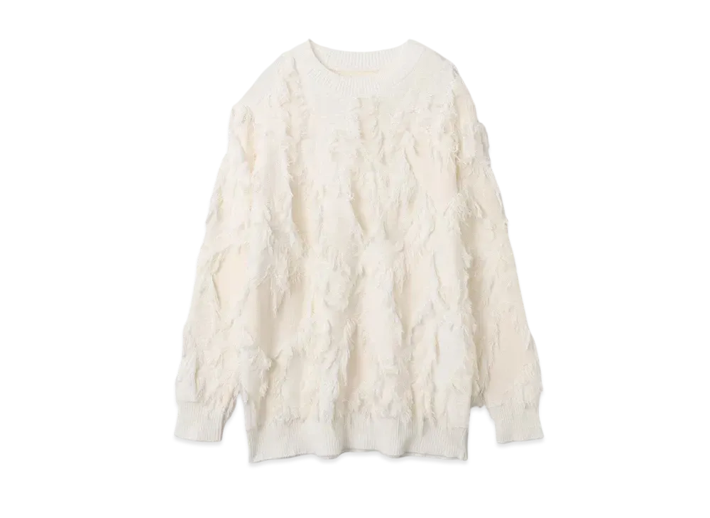 atmos pink Heart Logo Fringe Knit Top "Offwhite"