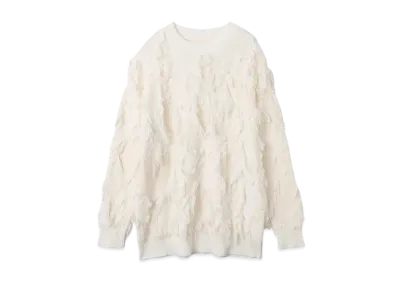 atmos pink Heart Logo Fringe Knit Top "Offwhite"