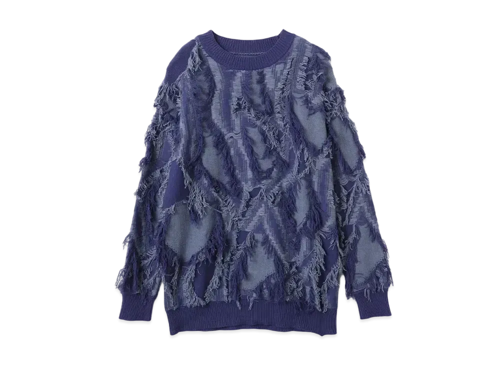 atmos pink Heart Logo Fringe Knit Top "Blue"