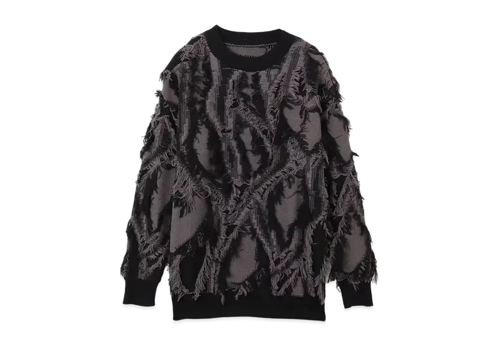 atmos pink Heart Logo Fringe Knit Top "Black"