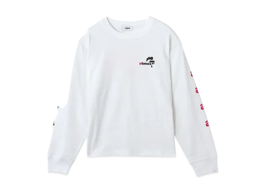 atmos pink x MONICHIKI HOUSE AM Logo L/S T-Shirt "White"