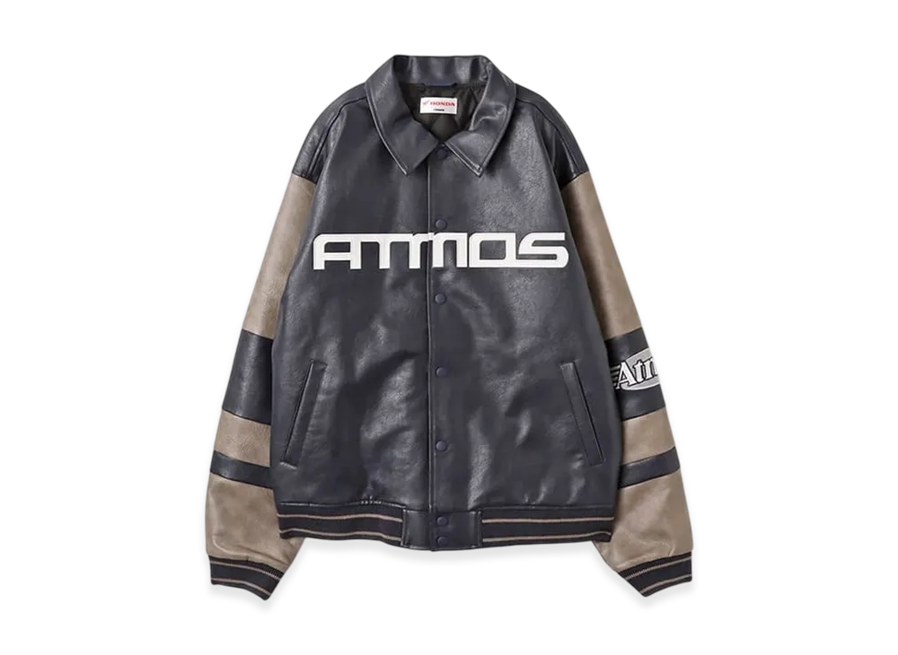 atmos x HONDA Synthesis Leather Jacket "Navy"