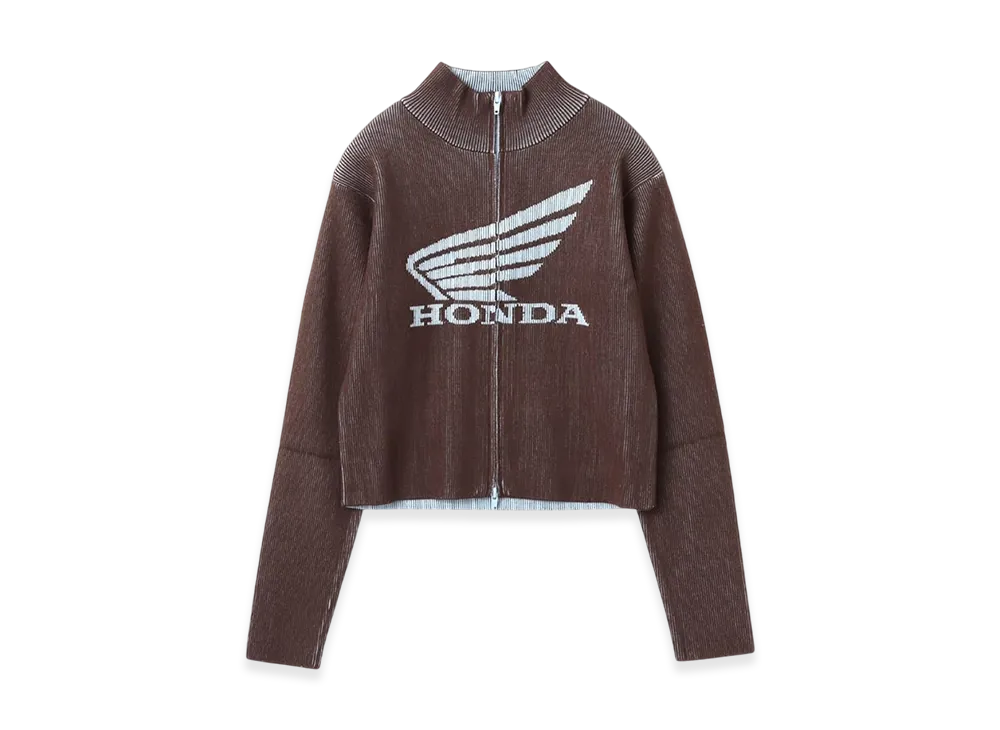 atmos pink x HONDA Zip Up Knit Cardigan "Brown"
