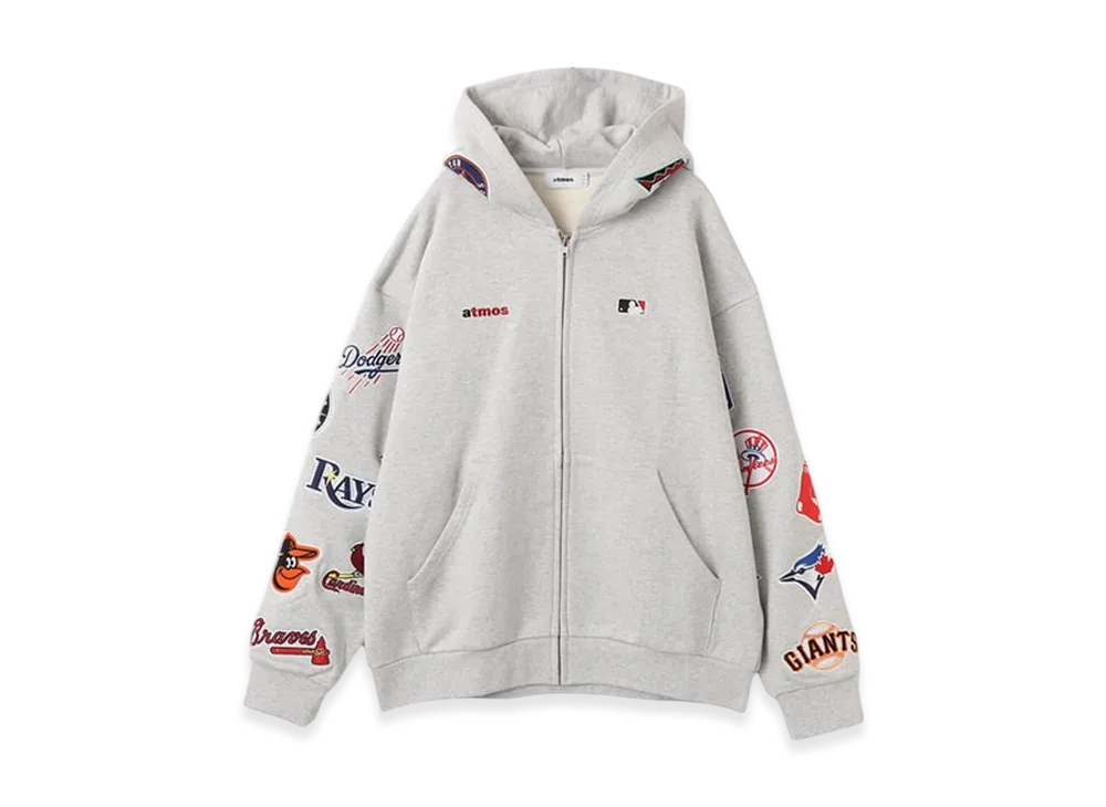 atmos x MLB All Teams Patch Zip-up Hooded Sweatshirt "Gray"