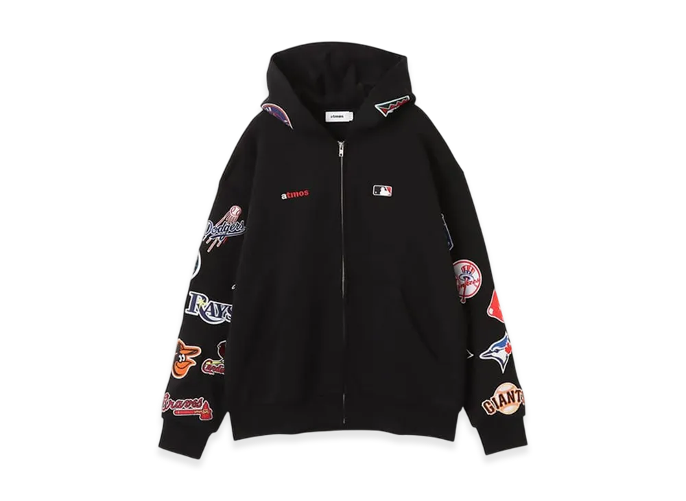 atmos x MLB All Teams Patch Zip-up Hooded Sweatshirt "Black"