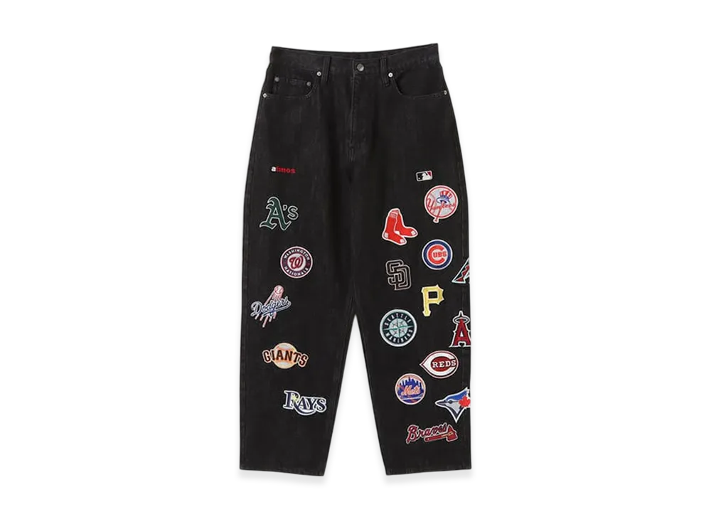 atmos x MLB All Teams Patch Denim Pants "Black"