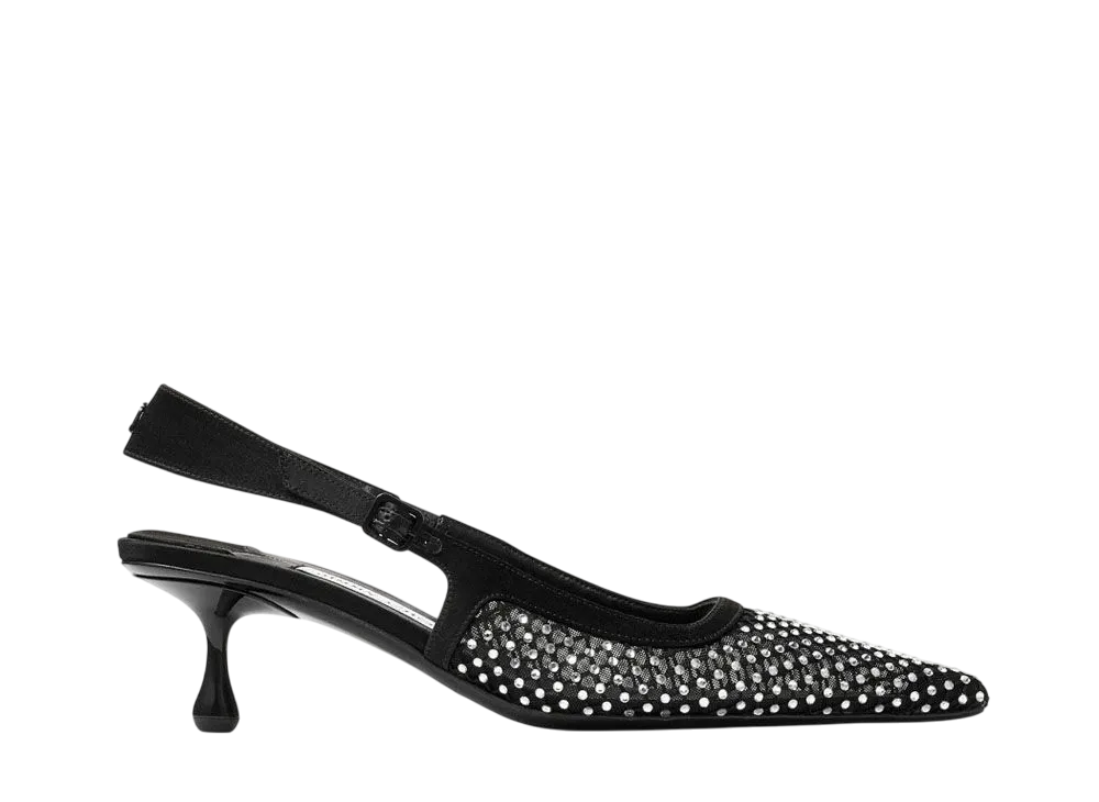 Jimmy Choo Women's Amel 50 Crystal Mesh & Satin Pumps "Black/Crystal"