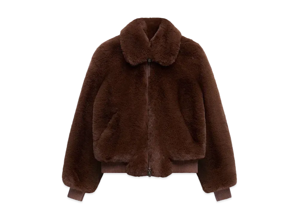 Amiri Cropped Faux Fur Zip Blouson "Potting Soil"