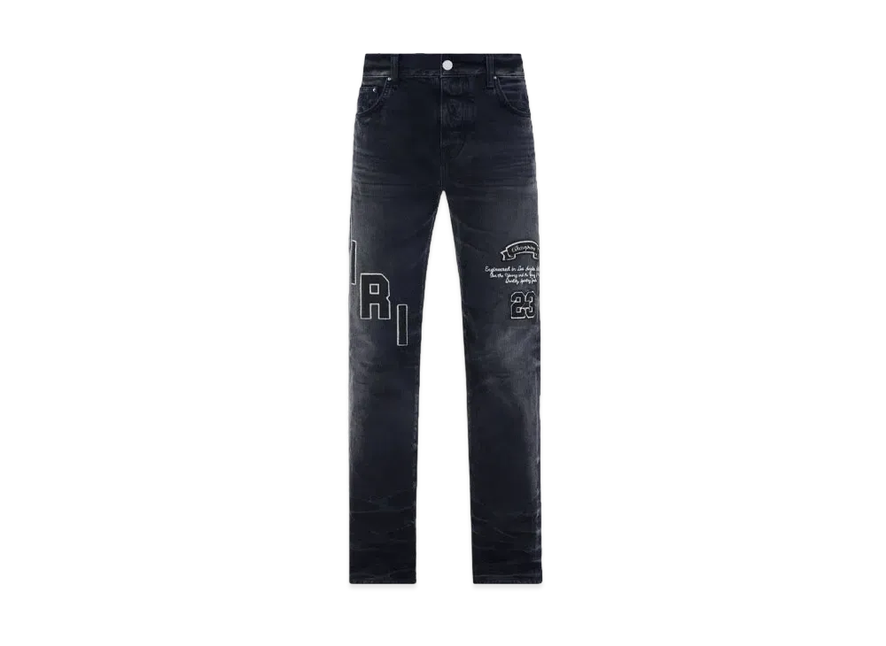 AMIRI Hockey Logo Straight Jean "Faded Black"