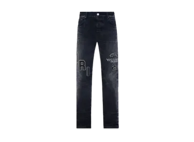 AMIRI Hockey Logo Straight Jean "Faded Black"