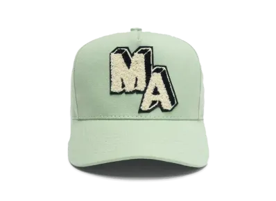 AMIRI Chenille M.A. Patch Canvas Hat "Frosty Green"