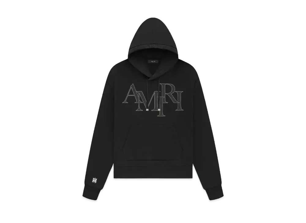 AMIRI Staggered Logo Hoodie "Black"
