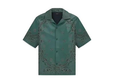 AMIRI Leather Bandana Short Sleeve Shirt "Rain Forest"