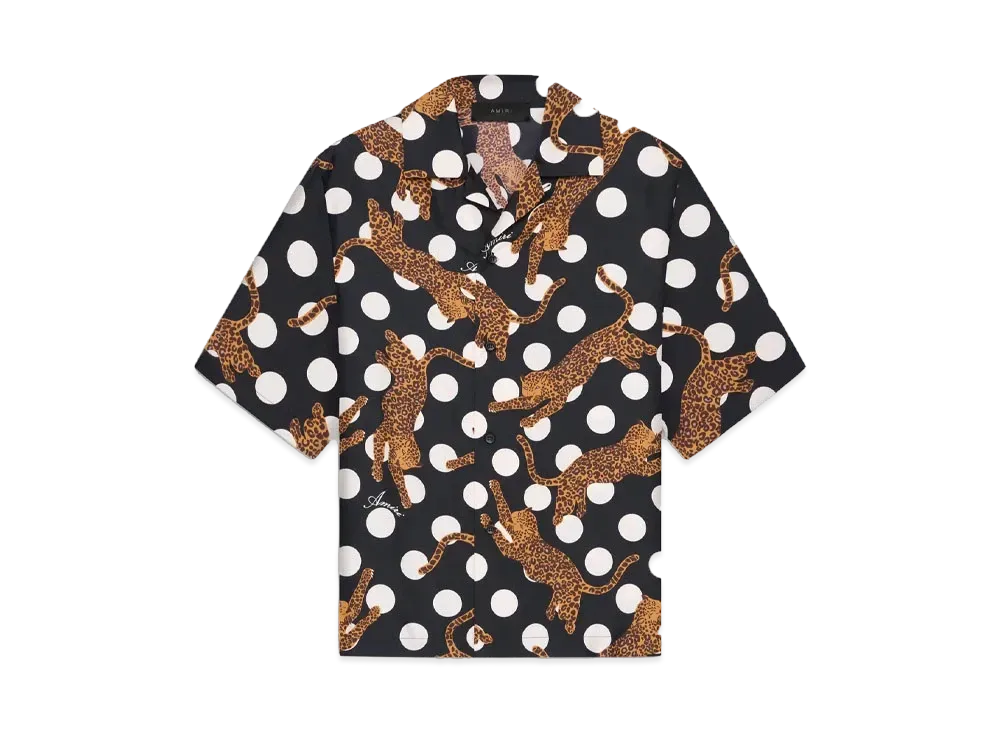 AMIRI Leopard Polka Dots Bowling Shirt "Black"