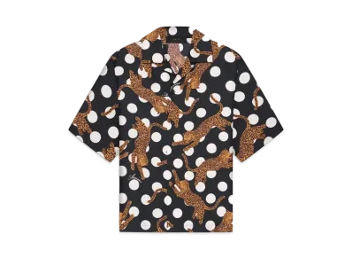 AMIRI Leopard Polka Dots Bowling Shirt "Black"