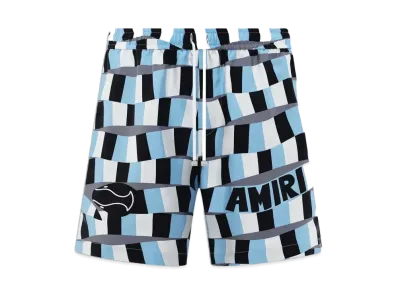 AMIRI Snake Checker Silk Short "Air Blue"