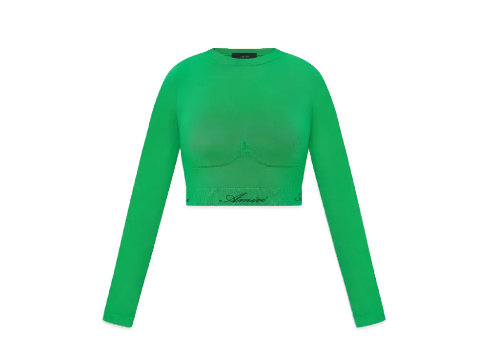 AMIRI Seamless L/S Mock Neck Top "Fern Green"
